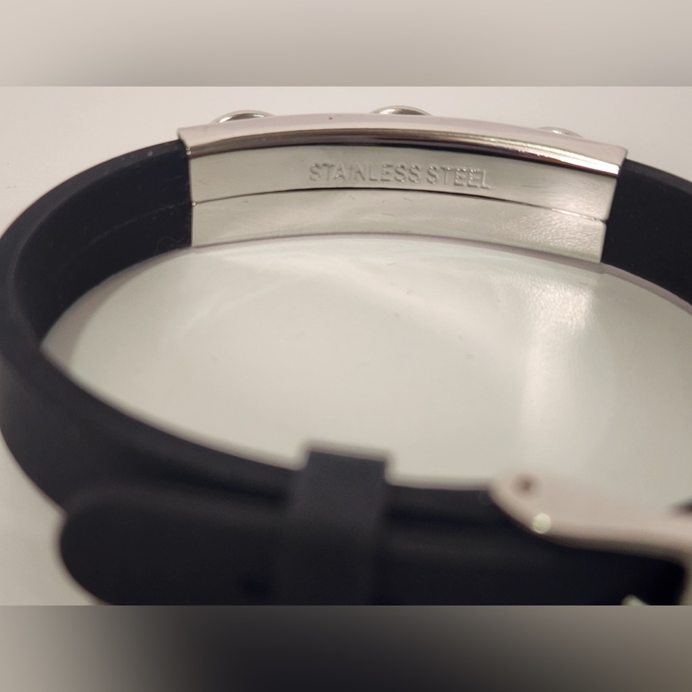 Gucci Monogram Canvas Black Silver Stainless Steel Bracelet - Picture 4 of 5